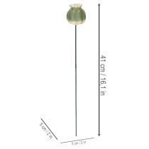 Product Poppy seed pod decorative stake for seasonal garden elegance or balcony highlights, 41cm, 4 pieces