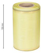 Product Moiré wreath ribbon 150mm 25m in light green with gold edge for floristry and decoration