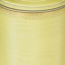 Product Moiré wreath ribbon 150mm 25m in light green with gold edge for floristry and decoration