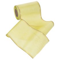 Product Moiré wreath ribbon 150mm 25m in light green with gold edge for floristry and decoration