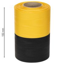 Product Moiré wreath ribbon 150mm yellow-black - mourning ribbon, sash, decoration, club ribbon - 25m roll