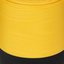 Product Moiré wreath ribbon 150mm yellow-black - mourning ribbon, sash, decoration, club ribbon - 25m roll