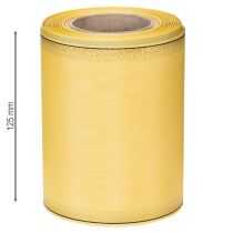 Product Moiré wreath ribbon, yellow with gold trim, 125mm x 25m - High-quality mourning ribbon, decorative ribbon, bow ribbon