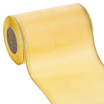 Product Moiré wreath ribbon, yellow with gold trim, decorative floral ribbon, acetate/polyester, 150mm x 25m