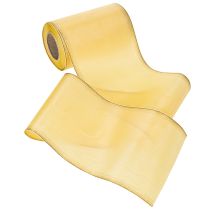 Product Moiré wreath ribbon, yellow with gold trim, decorative floral ribbon, acetate/polyester, 150mm x 25m