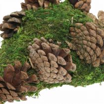 Grave decoration moss heart with cones for funeral arrangement 20 × 13cm