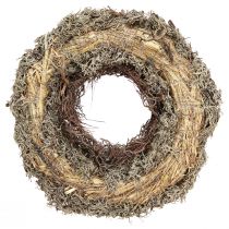 Product Natural Moss Wreath Grey Ø30cm - Decorative wreath for table &amp; door decoration, autumn &amp; Christmas decoration