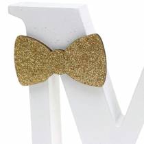 Product Decorative letters Mr &amp; Mrs wood white, gold sorted H11/13,cm set of 4