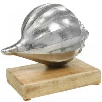Shell made of metal, maritime decoration to place silver, natural colors H15cm W18.5cm