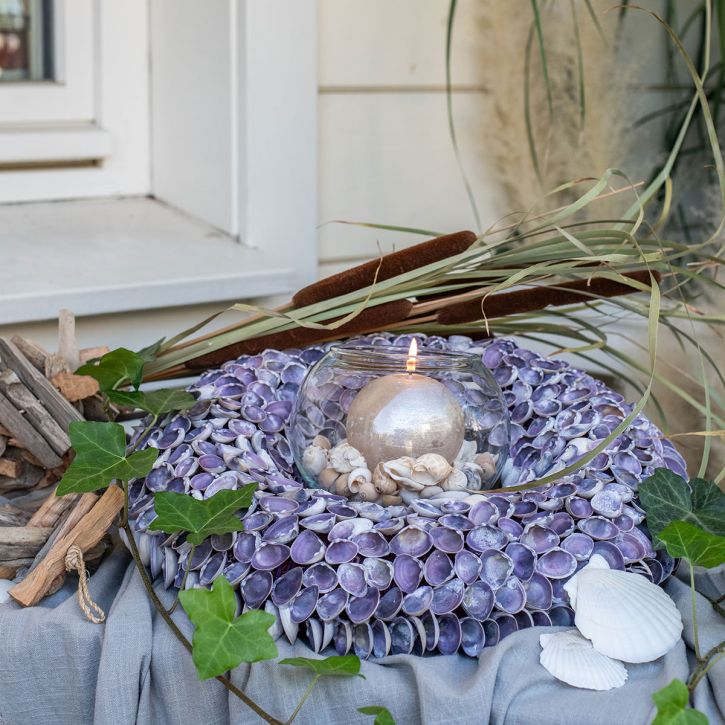 Product Shell wreath, natural shells, purple chippy, sea wreath Ø40cm