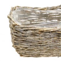 Rectangular plant basket, natural-white washed L33cm, set of 3
