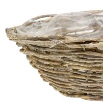 Basket boat for planting natural white washed L34cm