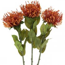 Pincushion Exotic Artificial Flower Orange Leucospermum Protea 73cm 3pcs