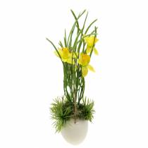 Daffodil in the eggshell to hang Artificial yellow 25cm