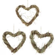 Natural wreath for hanging vine wreath hay heart 25x25cm 3pcs
