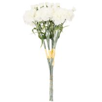 Product Artificial carnation bouquet, white artificial flowers, decoration, 4 bunches