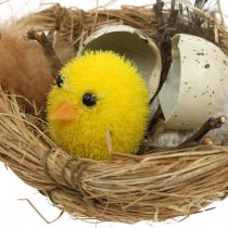 Easter decoration Chick in the nest with feathers Table decoration Easter nest Ø9cm