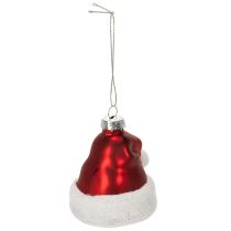 Product Christmas bauble Santa hat glass 8cm 6pcs