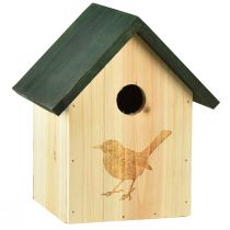 Product Nesting box blue tit bird house wood natural green H20.5cm