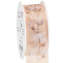 Product Organza ribbon cotton flowers decorative ribbon pink 40mm 15m