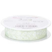 Product Organza ribbon, floral, gift ribbon, green, 25mm, 18m