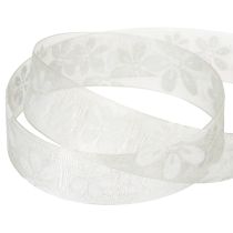 Product Organza ribbon, floral, gift ribbon, green, 25mm, 18m