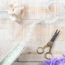 Product Organza ribbon, floral, gift ribbon, green, 25mm, 18m