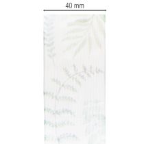 Product Organza ribbon, chiffon ribbon, leafy branches, green, 40mm, 15m