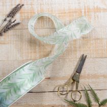 Product Organza ribbon, chiffon ribbon, green plant ribbon, 40mm x 15m