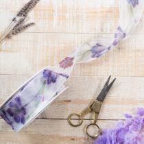 Product Organza ribbon, chiffon ribbon, parrot tulips, purple, 40mm, 18m