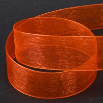 Product Organza ribbon gift ribbon orange ribbon selvedge 25mm 50m
