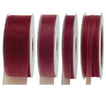 Product Organza ribbon gift ribbon with selvedge Bordeaux 50m