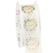 Product Organza ribbon wedding decoration ribbon “Love” white 40mm 15m