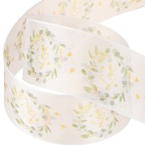 Product Organza ribbon wedding decoration ribbon “Love” white 40mm 15m
