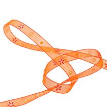 Organza ribbon orange with pattern 10mm 20m