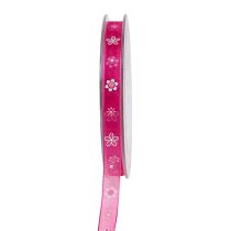 Organza ribbon pink with pattern 10mm 20m