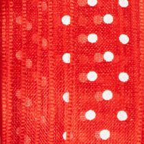 Product Ribbon with polka dot pattern for versatile seasonal gift wrapping, 1.5cm wide, 20m long