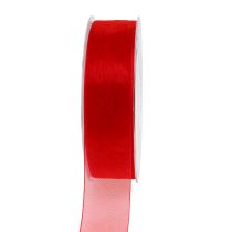Product Organza ribbon with selvedge decorative ribbon organza 25mm 50m red