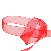 Product Organza ribbon with selvedge decorative ribbon organza 25mm 50m red