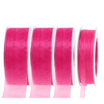 Organza ribbon with selvedge 50m pink