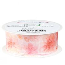 Product Organza Ribbon with Flowers Gift Ribbon Apricot 40mm 15m
