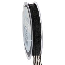 Product Organza ribbon with stripes, gift ribbon, black, 15mm wide, 20m long