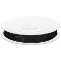 Product Organza ribbon with stripes, gift ribbon, black, 15mm wide, 20m long