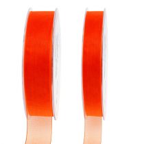 Organza ribbon with selvedge 50m orange
