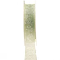 Product Organza ribbon flowers gift ribbon green 25mm 18m