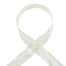 Product Organza ribbon chiffon ribbon green leaf tendrils 40mm 15m