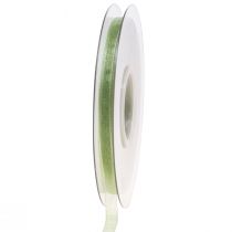 Product Organza ribbon green gift ribbon selvedge lime green 6mm 50m