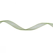 Product Organza ribbon green gift ribbon woven edge olive green 6mm 50m