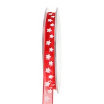 Organza ribbon with star pattern red 10mm 20m