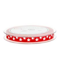 Product Organza ribbon with star pattern red 10mm 20m